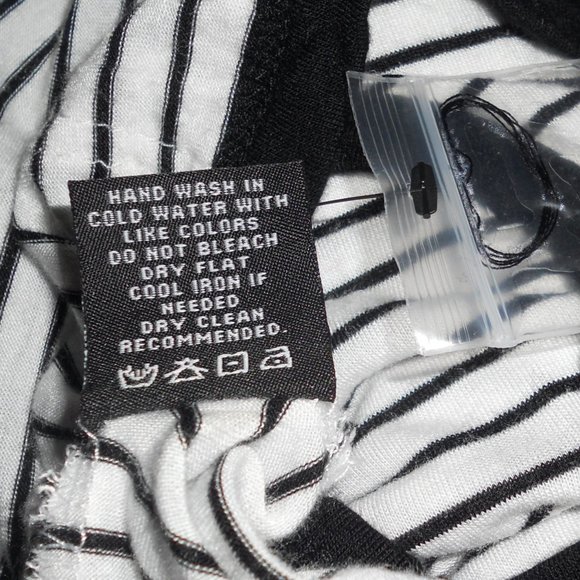 New BCBG Black/White Striped L/S Hoodie Top Button Front - Picture 6 of 7